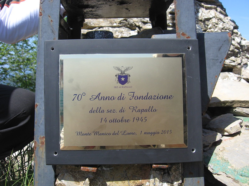 TARGA DEL SETTANTESIMO ANNIVERSARIO AL MONTE MANICO DEL LUME